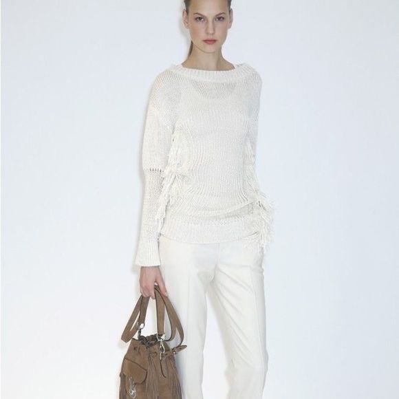 Ralph Lauren Pre Fall ‘15 Collection Ivory Italian Silk Fringe Tunic Sweater - Picture 5 of 16